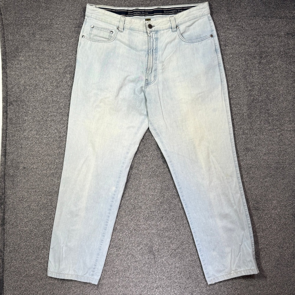Ermenegildo Zegna Jeans Size 38 Mens Light Wash Denim Made in Italy Cotton